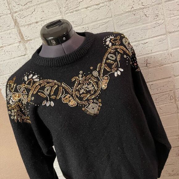 Vintage Alfred Dunner Embellished Sequined Sweater - Picture 1 of 8